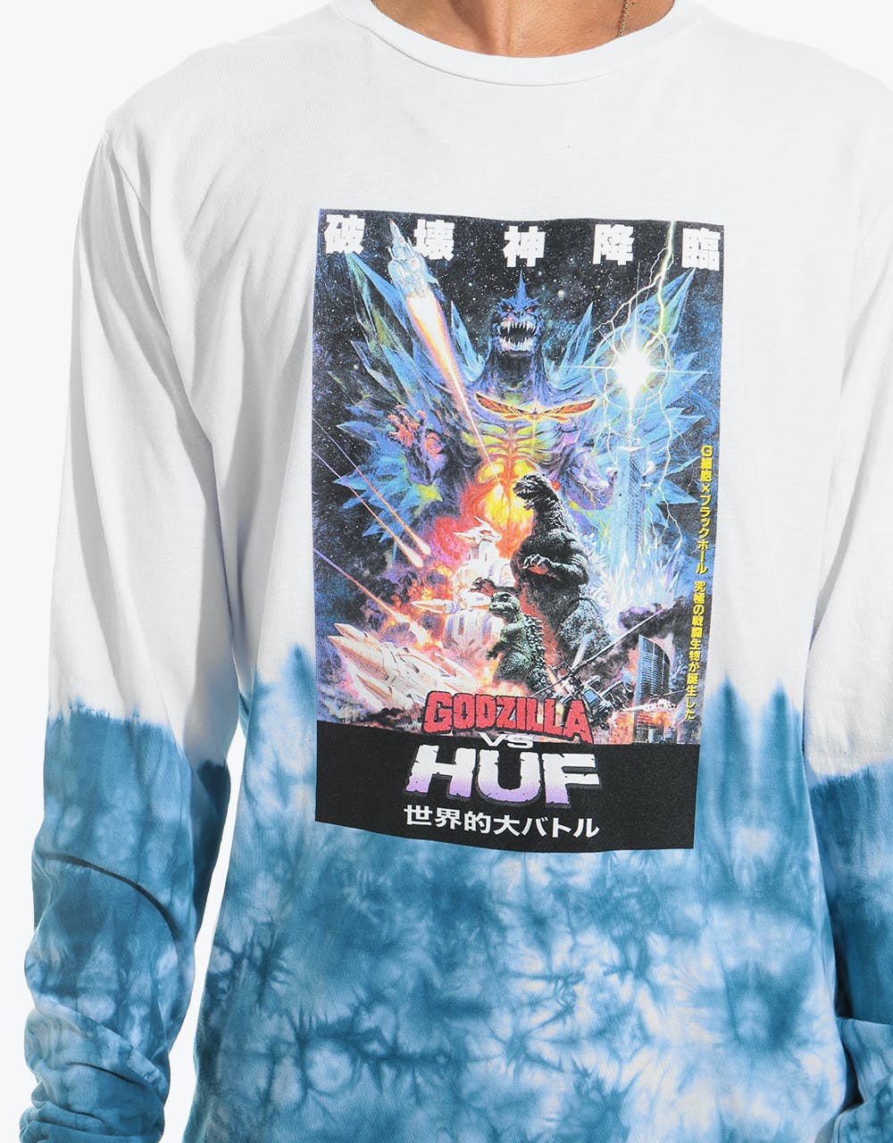 HUF vs Godzilla Space Godzilla Tie Dye L/S T-Shirt - White