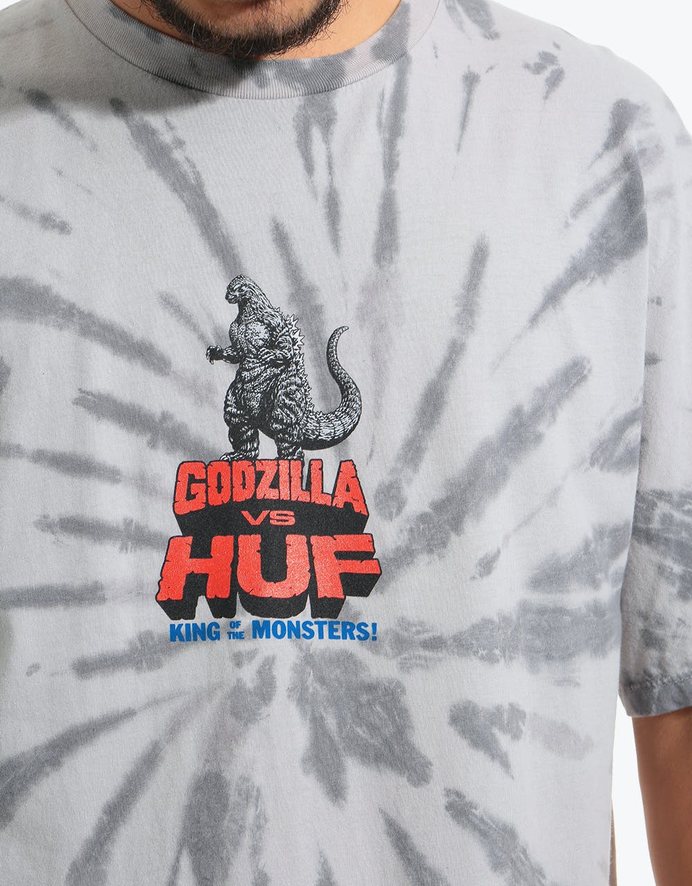 HUF vs Godzilla Tie Dye T-Shirt - Grey