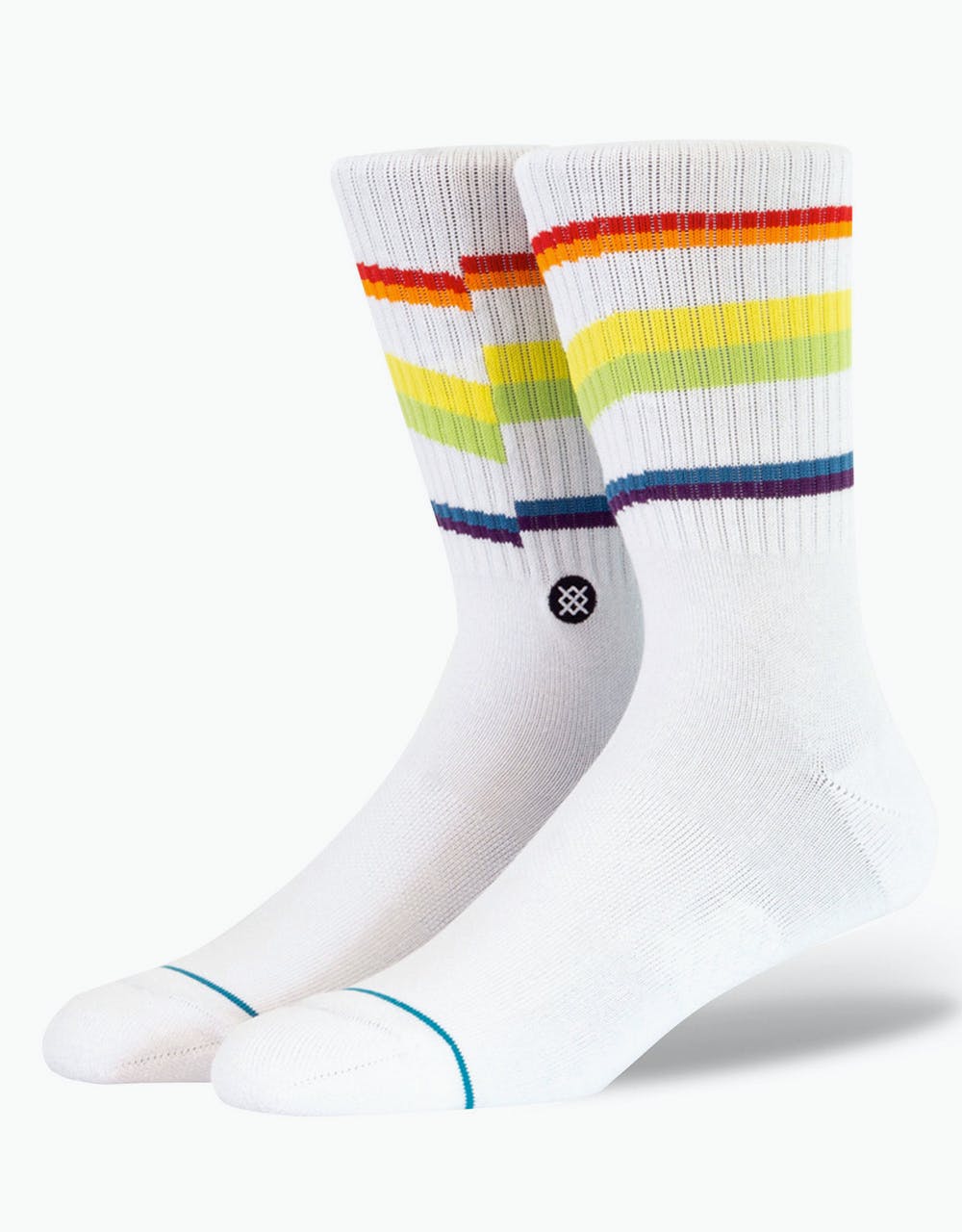 Stance Mid Cushion Glitch Rainbow Socks - White