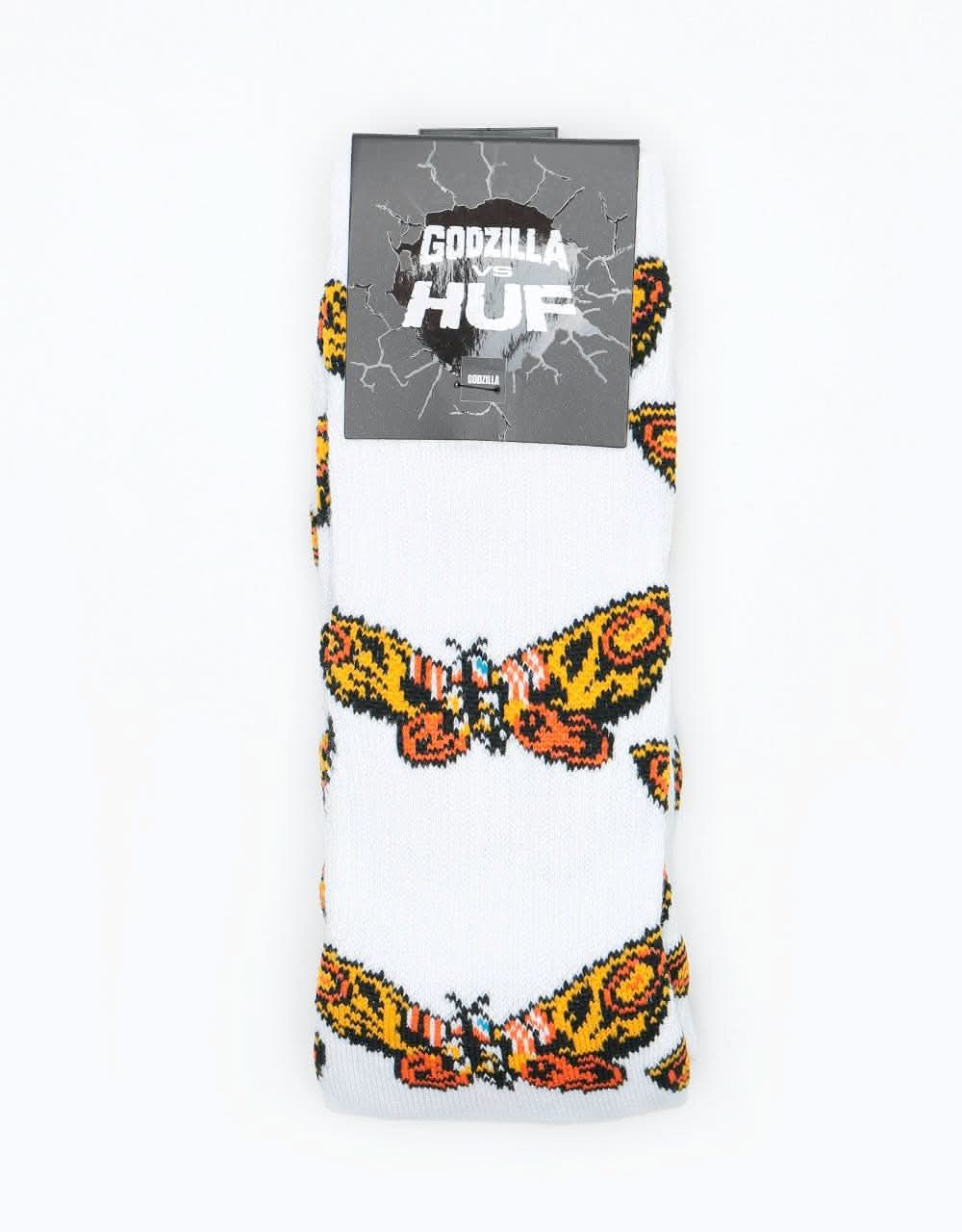 HUF Vs Godzilla Mothra Crew Sock - White