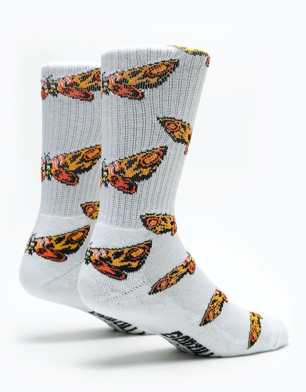 HUF Vs Godzilla Mothra Crew Sock - White