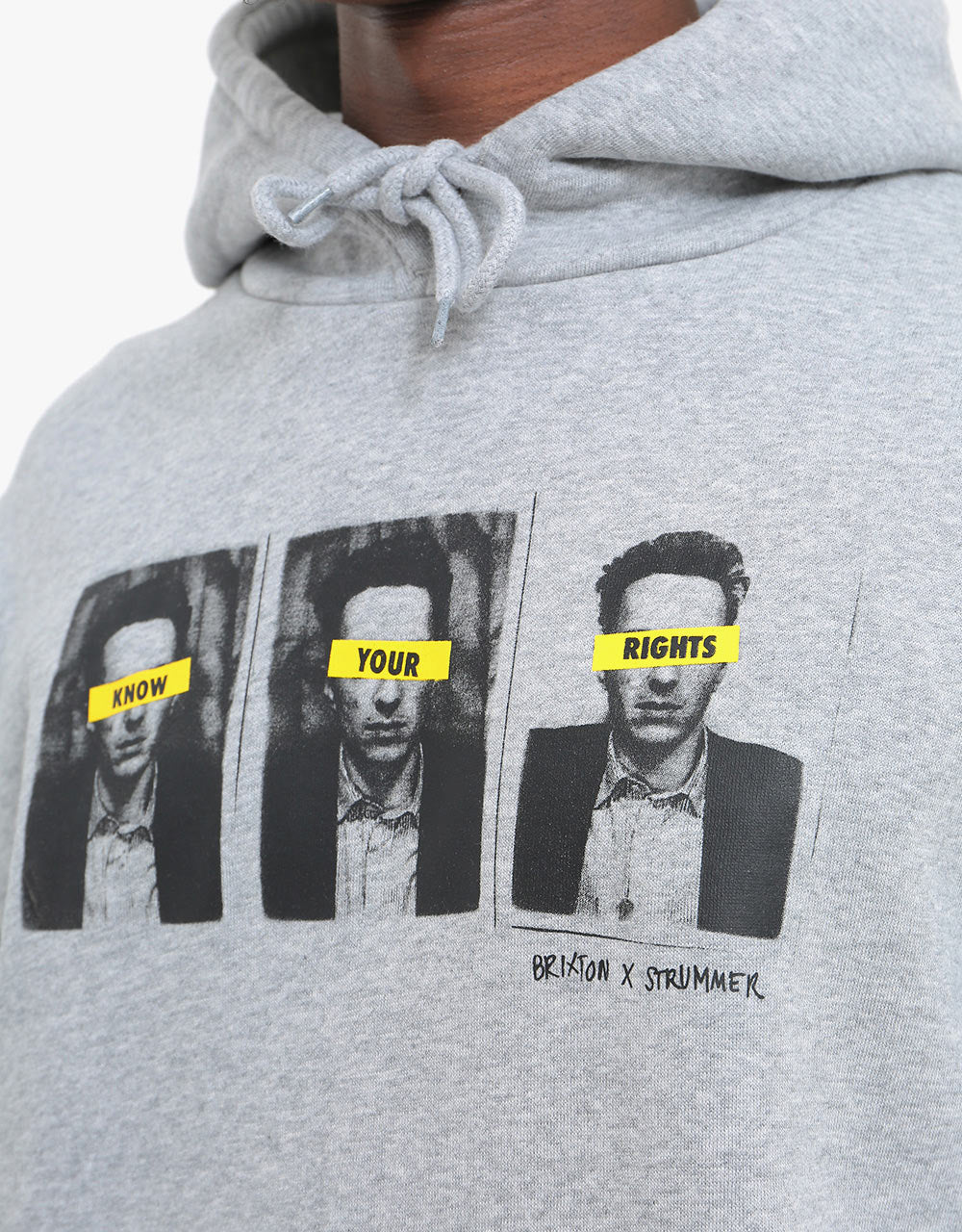 Brixton x Strummer Know Your Rights Pullover Hoodie - Heather Grey