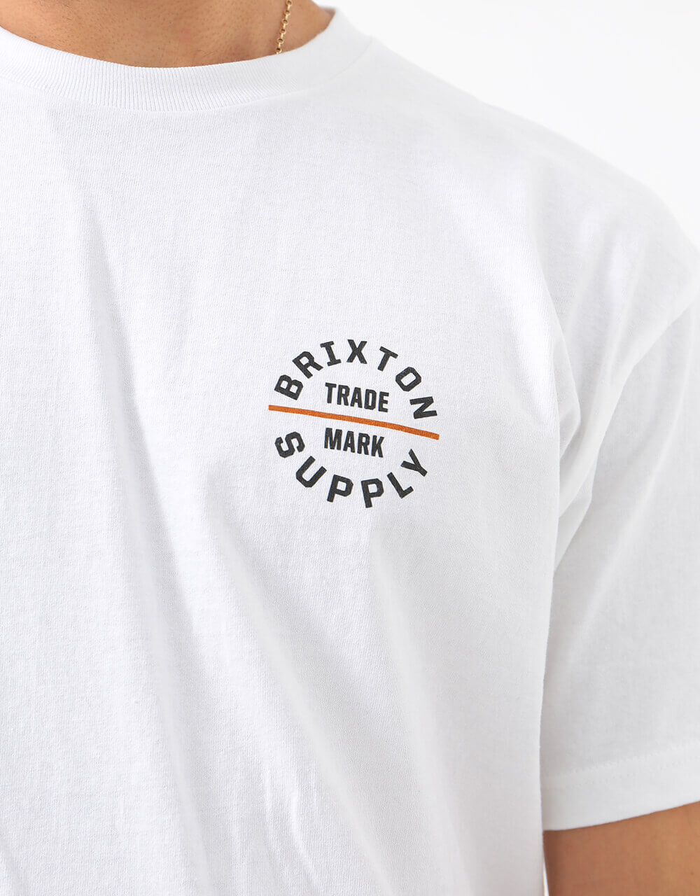 Brixton Oath V T-Shirt - White/Amber
