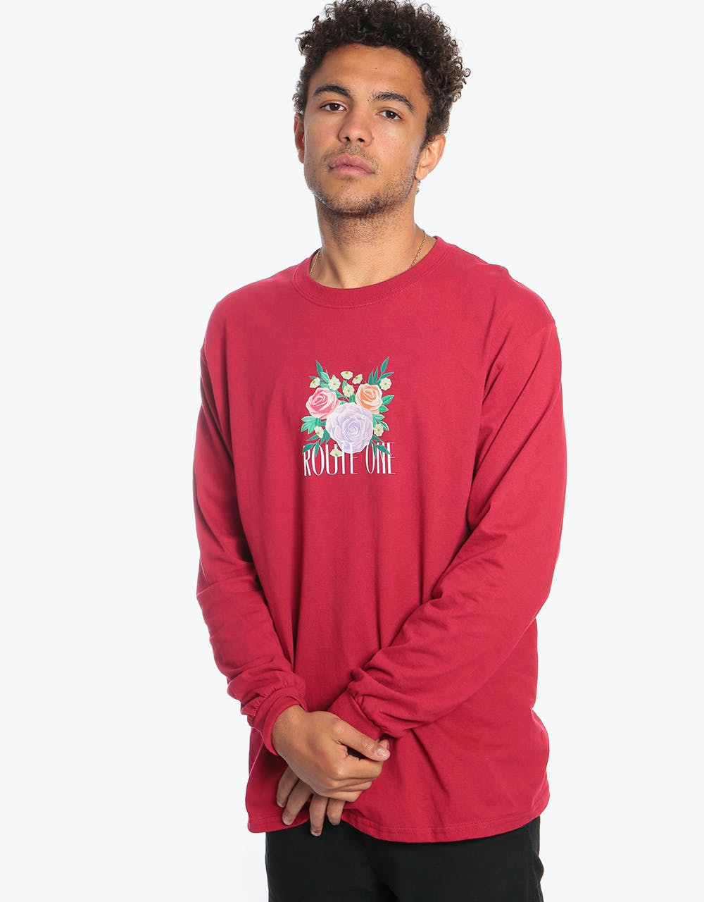 Route One Roses Long Sleeve T-Shirt - Cardinal Red