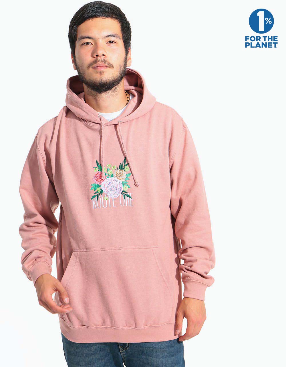 Route One Roses Pullover Hoodie - Dusty Pink
