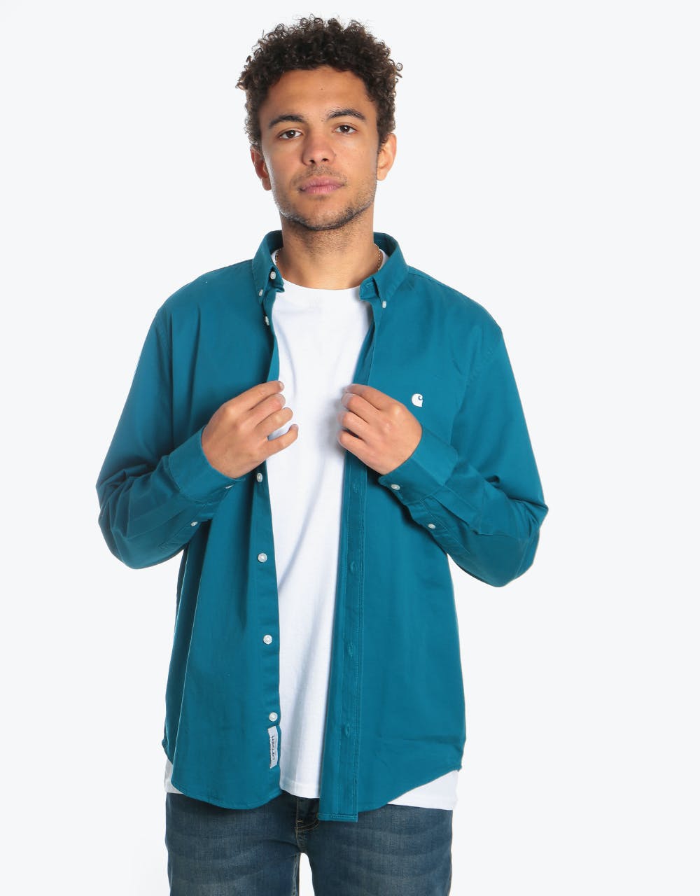 Carhartt WIP L/S Madison Shirt  - Moody Blue/Wax