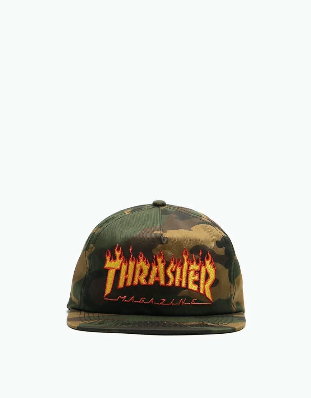 Thrasher Flame Logo Snapback - Camo