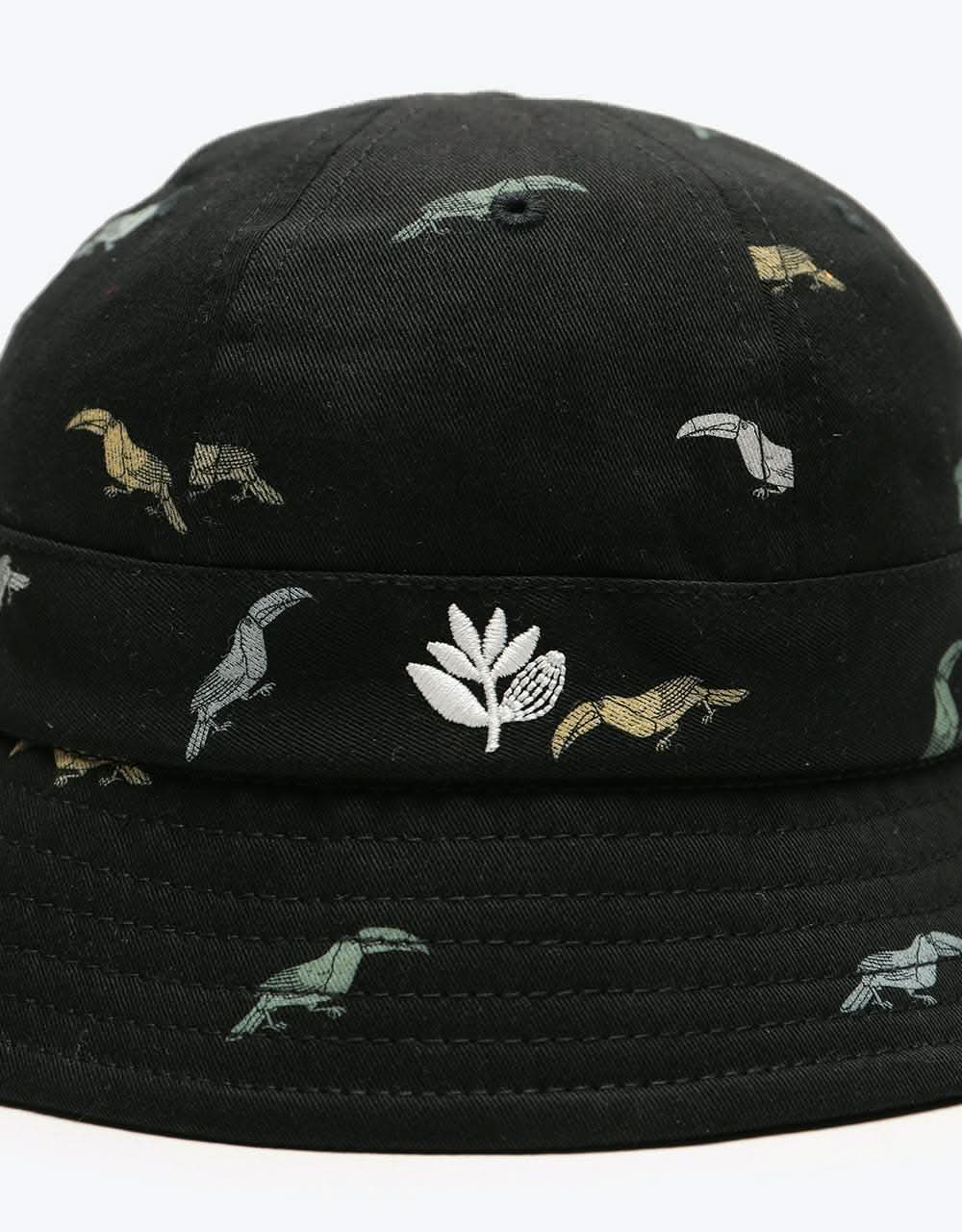 Magenta Flock Bucket Hat - Black