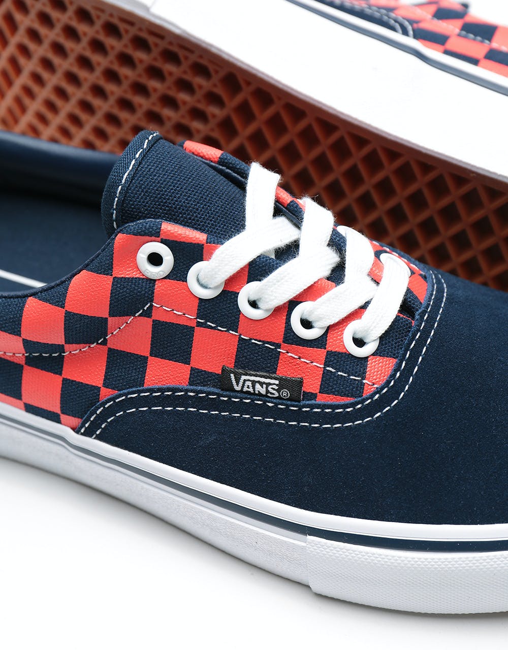 Vans Era Pro Skate Shoes - (Checkerboard) Navy/Orange