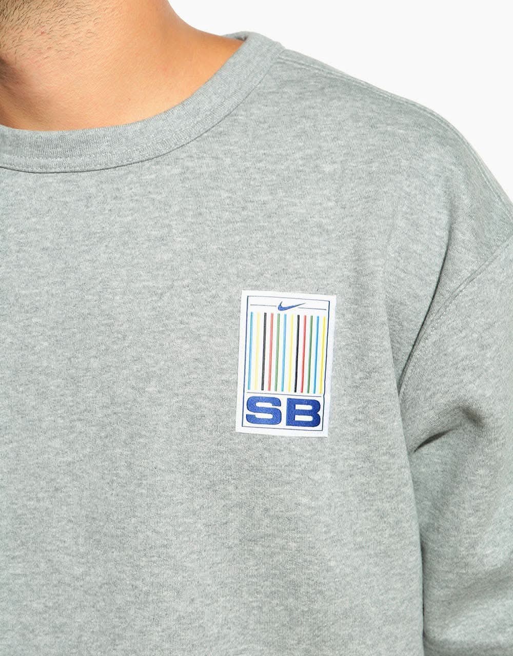 Nike SB Stripes Crewneck Sweatshirt - Dk Grey Heather/White
