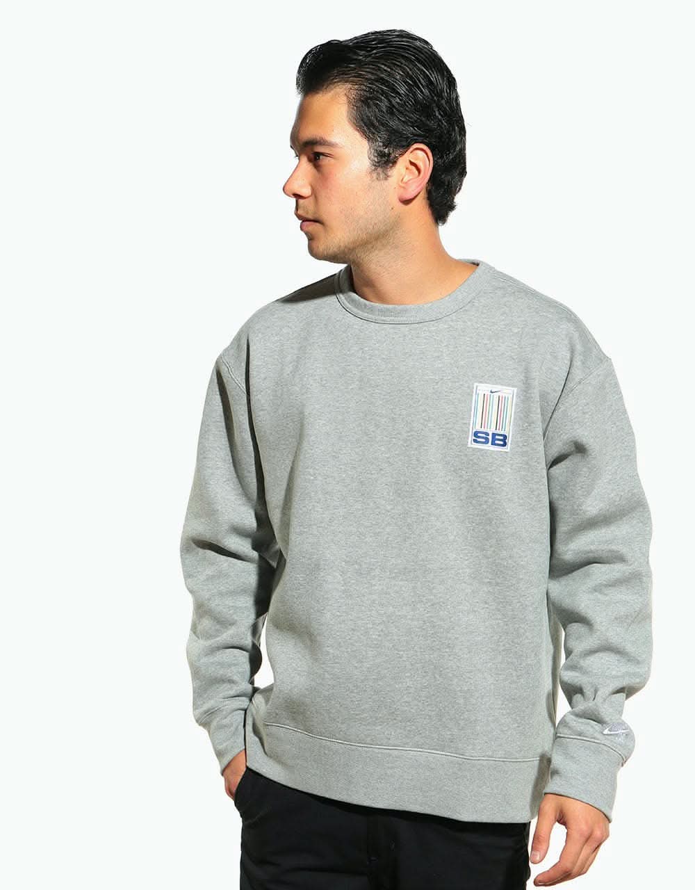 Nike SB Stripes Crewneck Sweatshirt - Dk Grey Heather/White