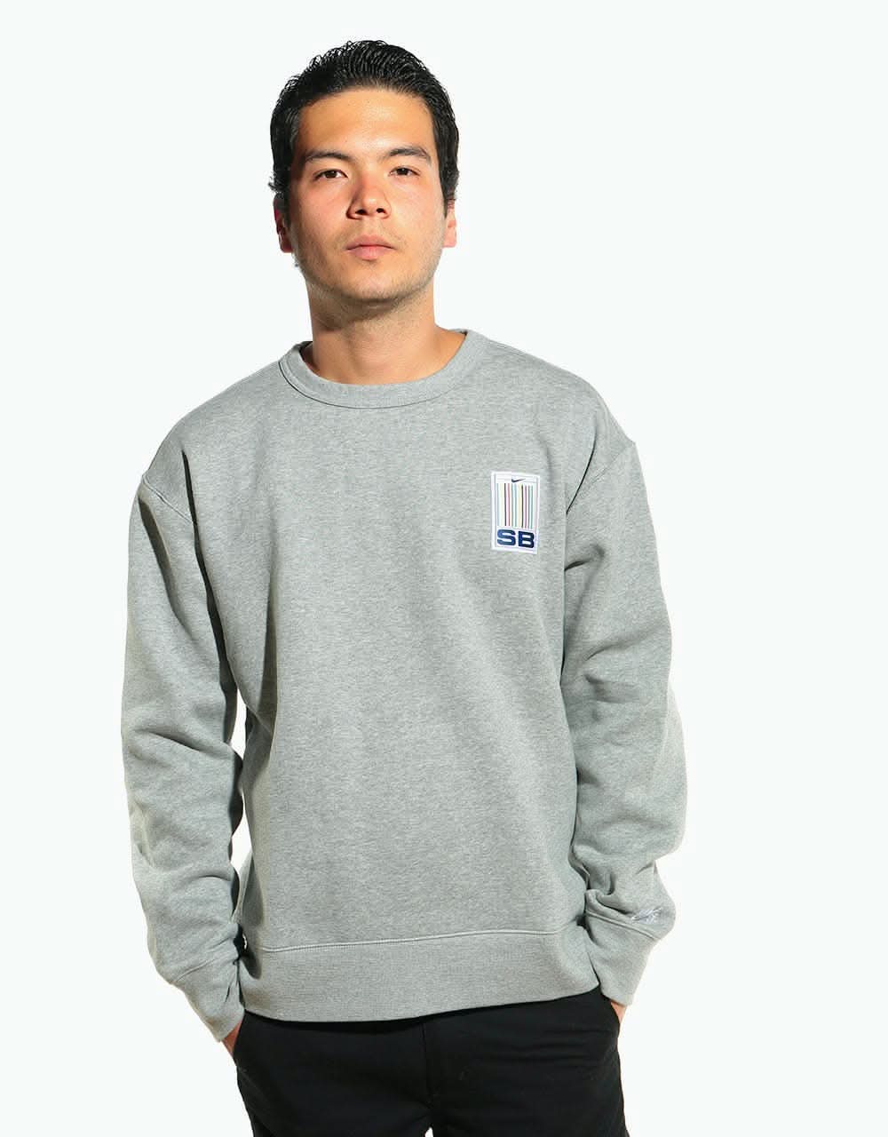 Nike SB Stripes Crewneck Sweatshirt - Dk Grey Heather/White