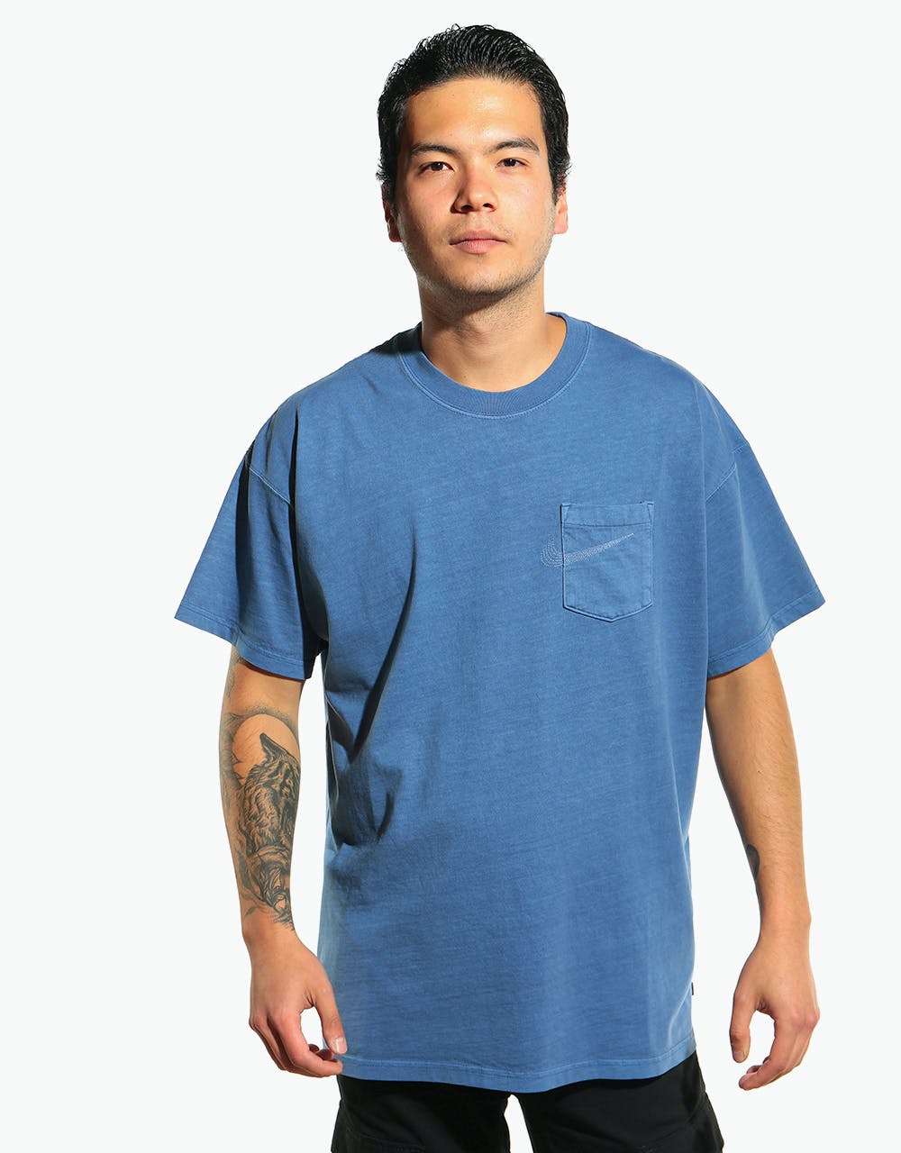 Nike SB Pocket Overdye T-Shirt - Mystic Navy/Birch Heather/White