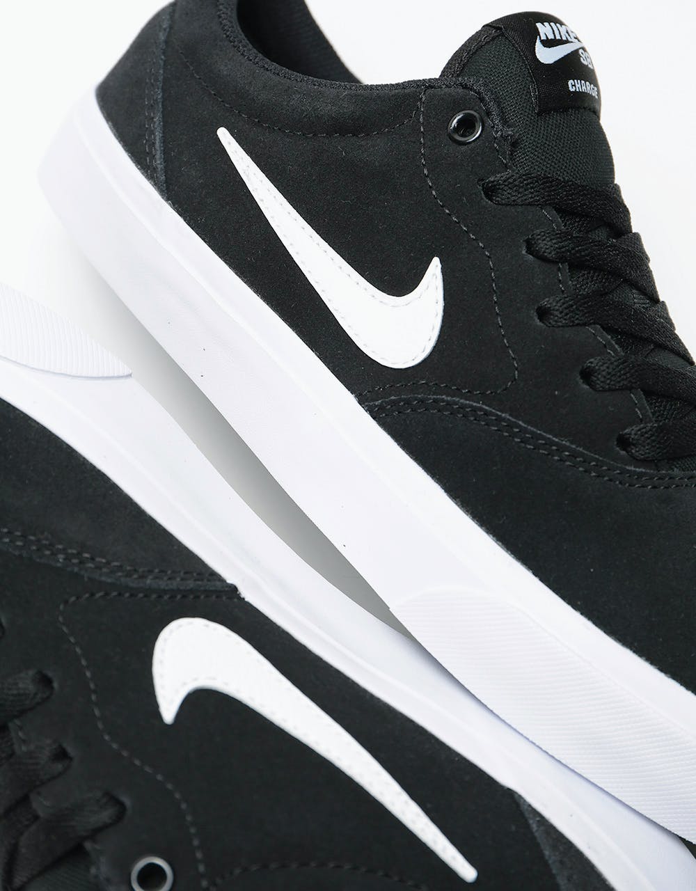 Nike SB Charge Suede Skate Shoes - Black/White-Black