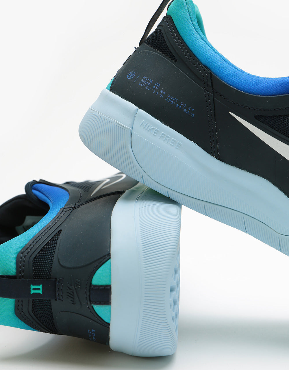 Nike SB Nyjah Free 2.0 T Skate Shoes - Dark Obsidian/White-Hyper Jade