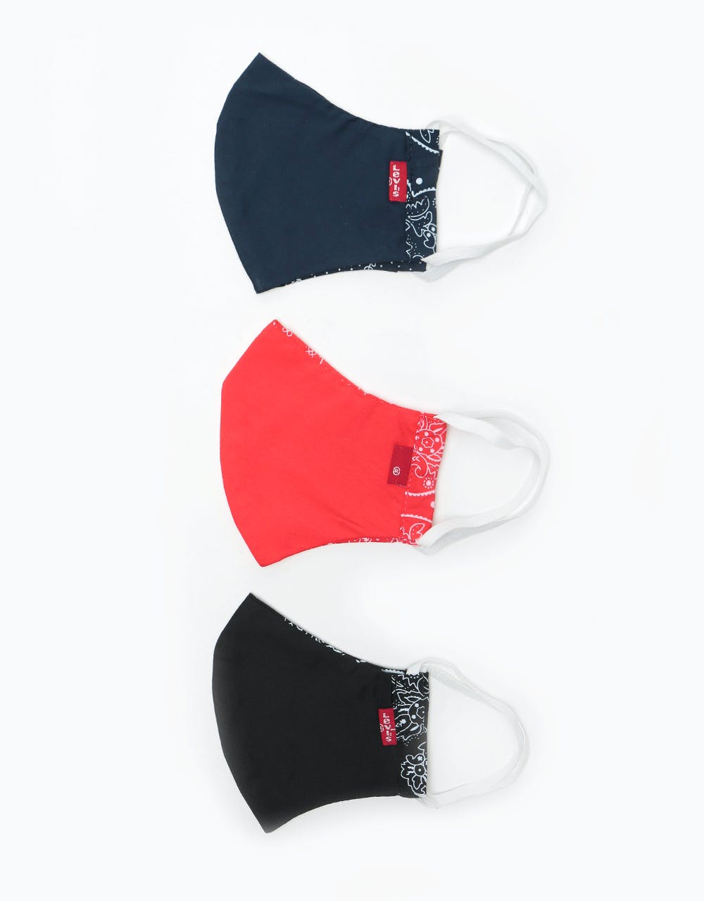 Levis Reusable Bandana Face Mask 3 Pack - Blue/Black/Red