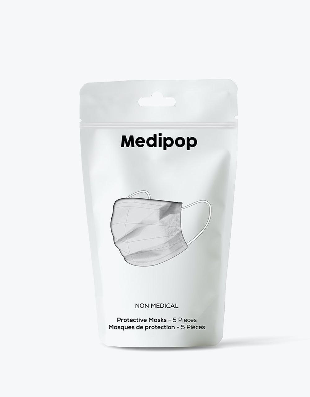 Medipop Disposable D Face Mask 5 Pack - White