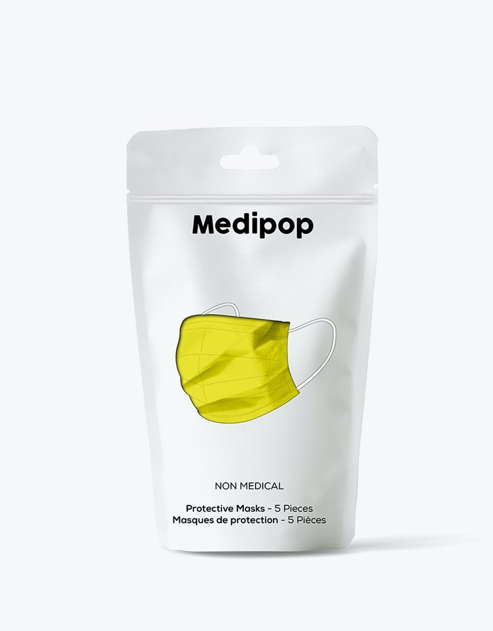 Medipop Disposable D Face Mask 5 Pack - Neon Yellow
