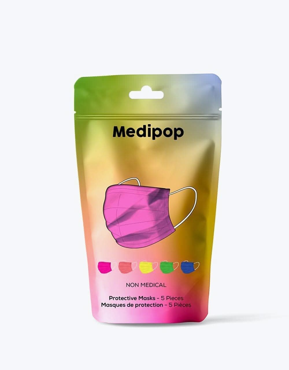 Medipop Disposable D Face Mask 5 Pack Rainbow Mix