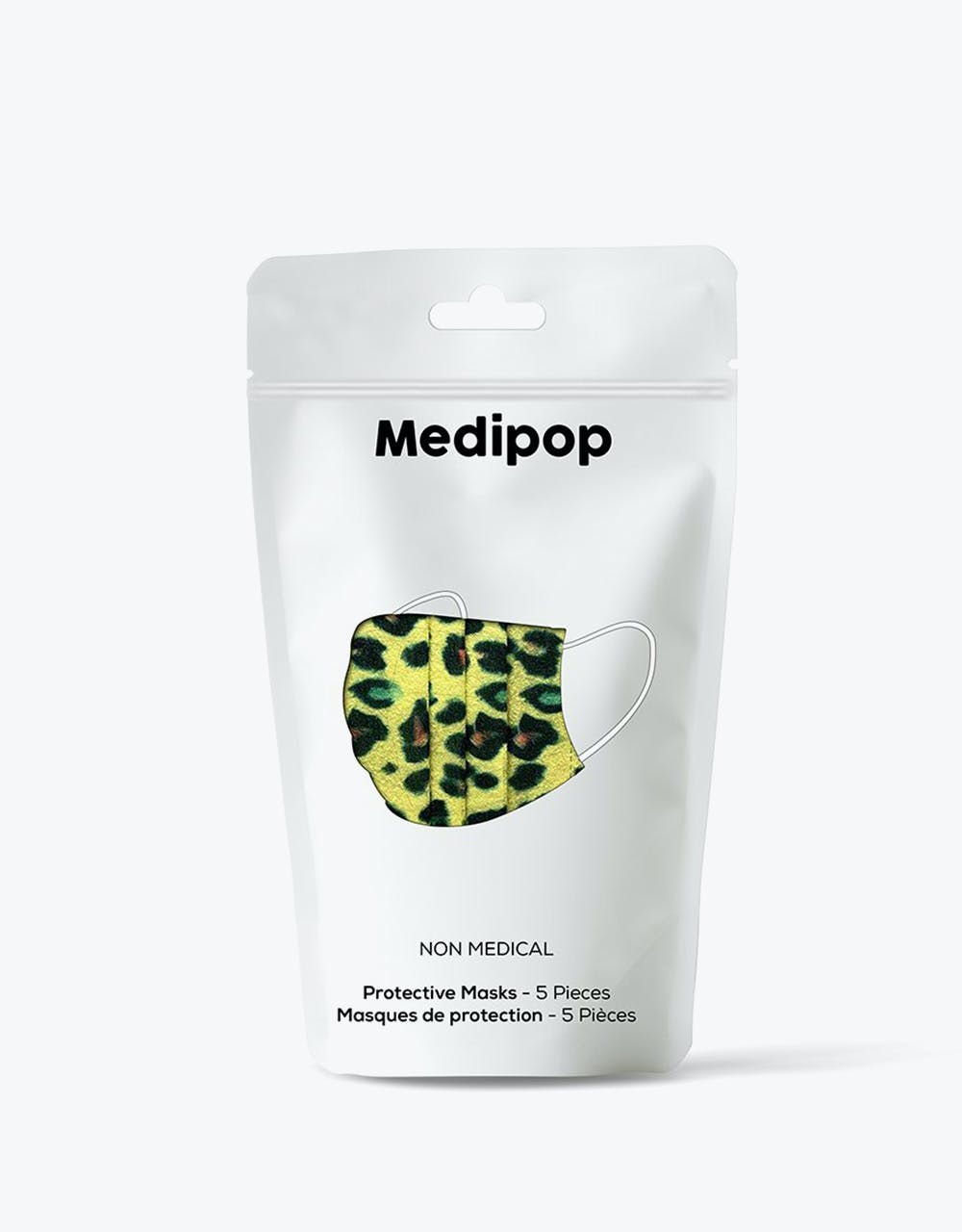 Medipop Disposable D Face Mask 5 Pack - Yellow Leopard