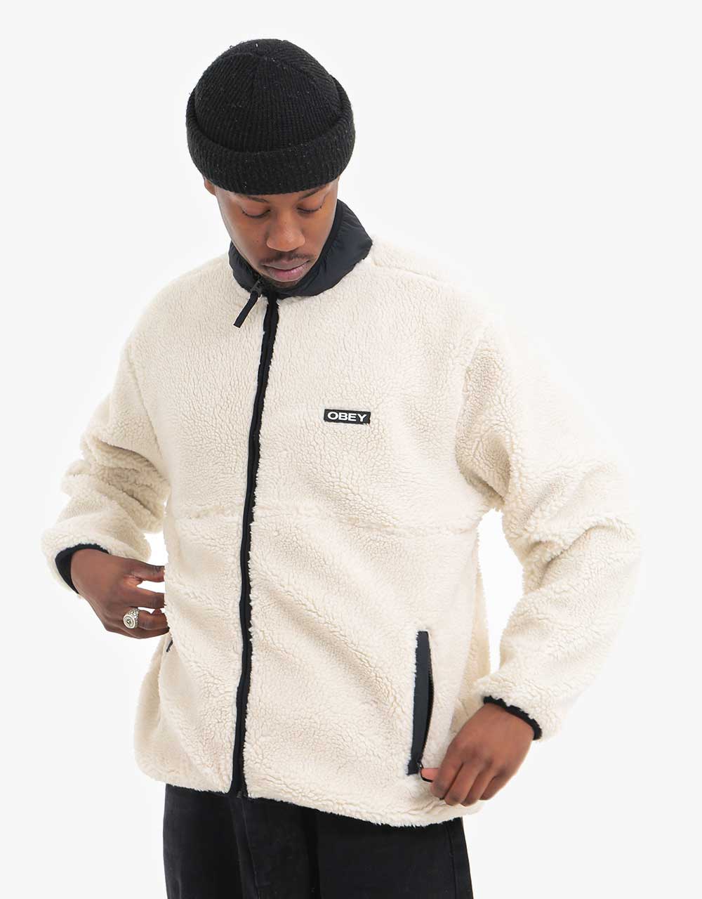 Obey Thief Sherpa Fleece Jacket - Natural