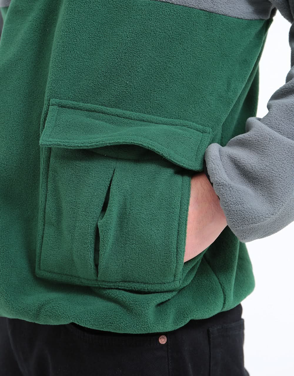 RIPNDIP Castanza Split Half Zip Sweater - Hunter/Grey