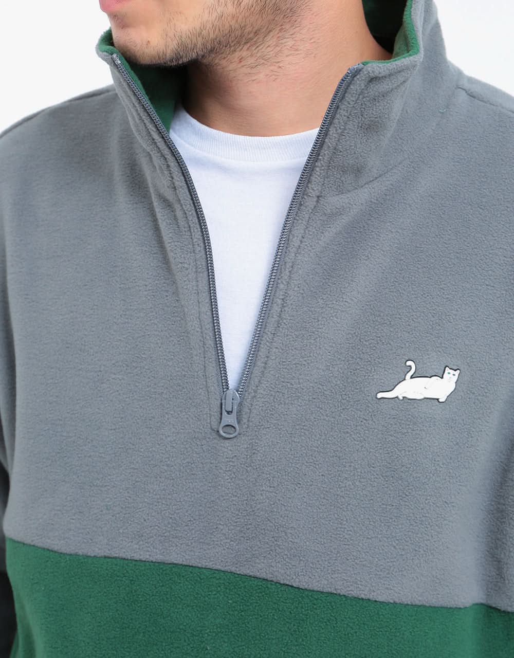 RIPNDIP Castanza Split Half Zip Sweater - Hunter/Grey