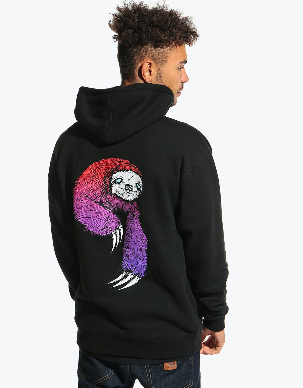 Welcome Sloth Pullover Hoodie - Black/Red/Purple