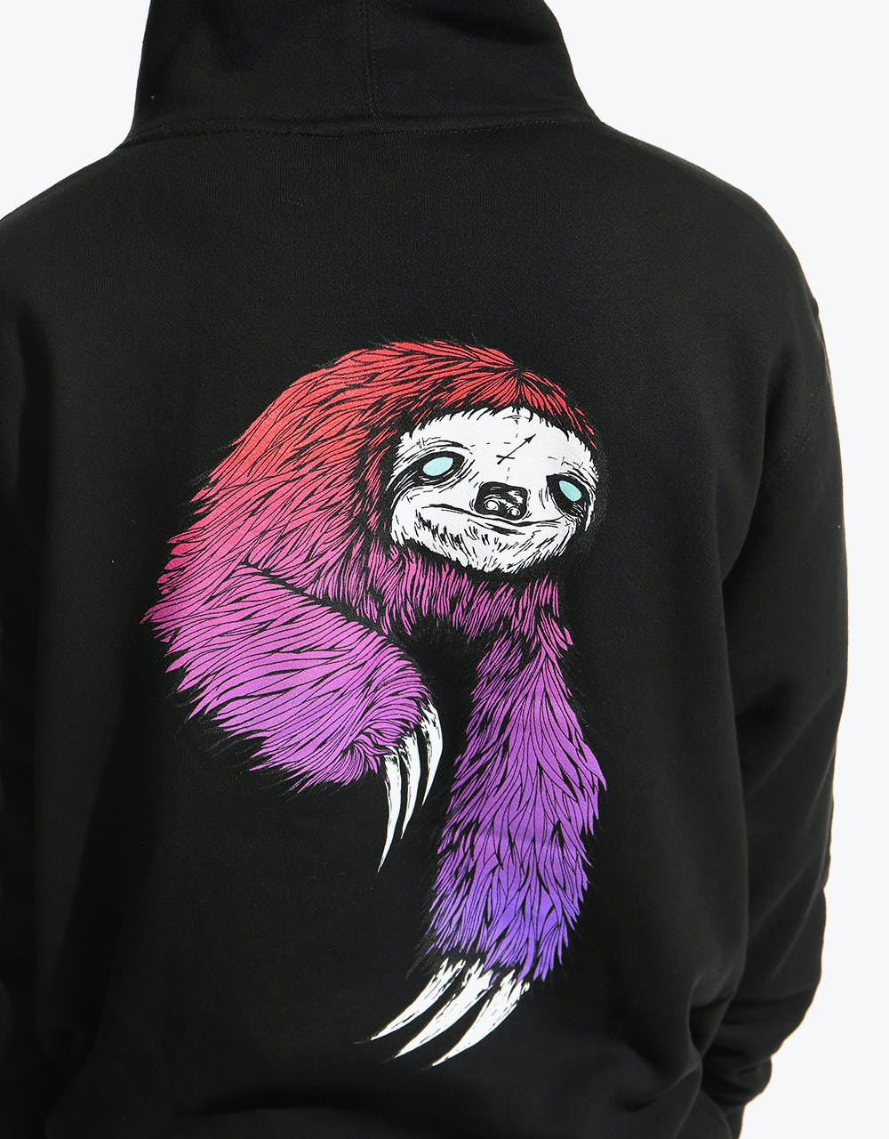 Welcome Sloth Pullover Hoodie - Black/Red/Purple