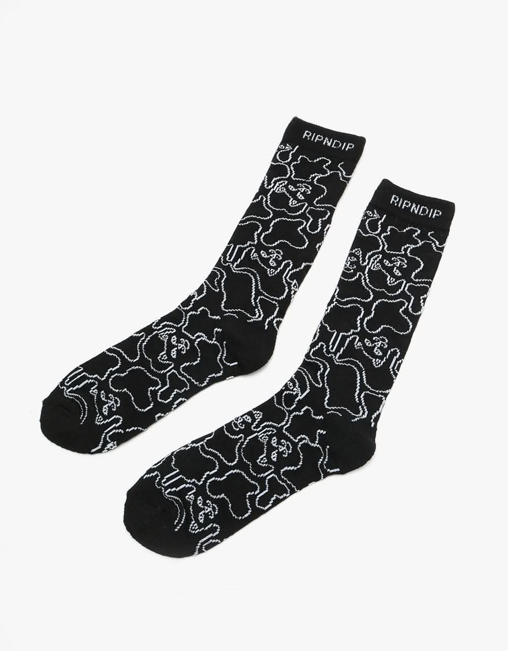 RIPNDIP Lord Nermal Line Camo Socks - Black