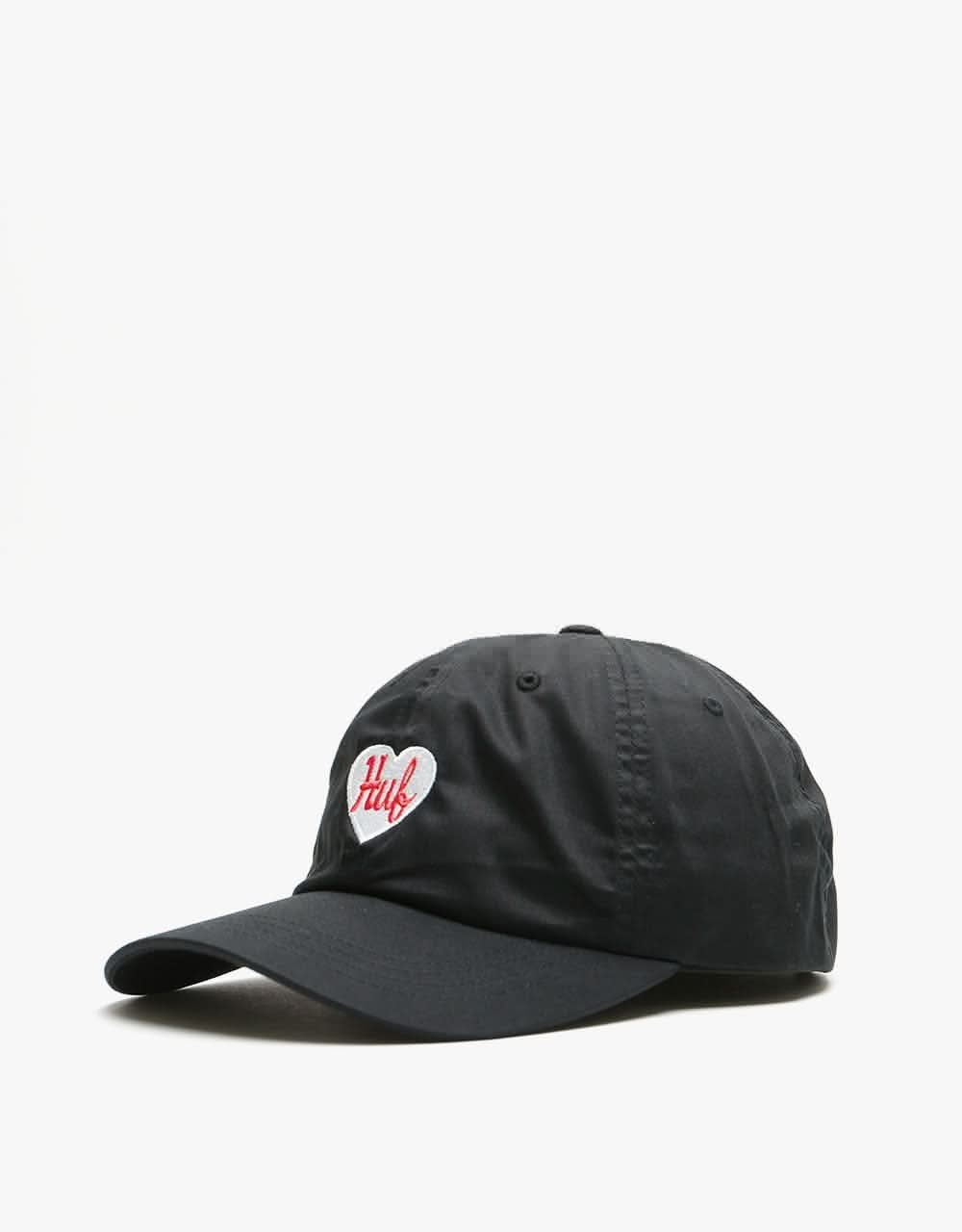 HUF Plastic Heart Curved Visor 6 Panel Cap - Black