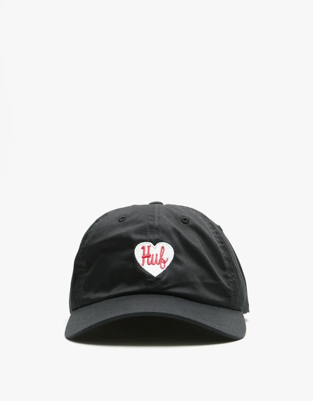 HUF Plastic Heart Curved Visor 6 Panel Cap - Black
