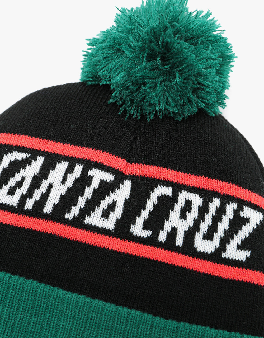Santa Cruz Strip Stripe Bobble Beanie - Black/Evergreen