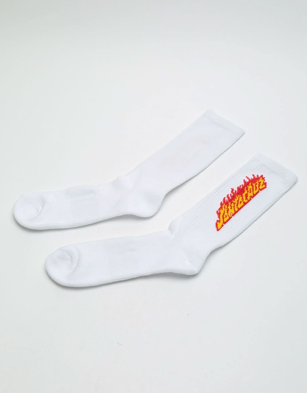 Santa Cruz Flaming Stripe Socks - White