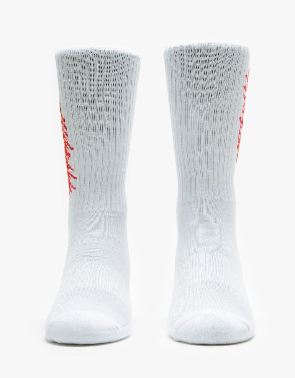 Santa Cruz Flaming Stripe Socks - White