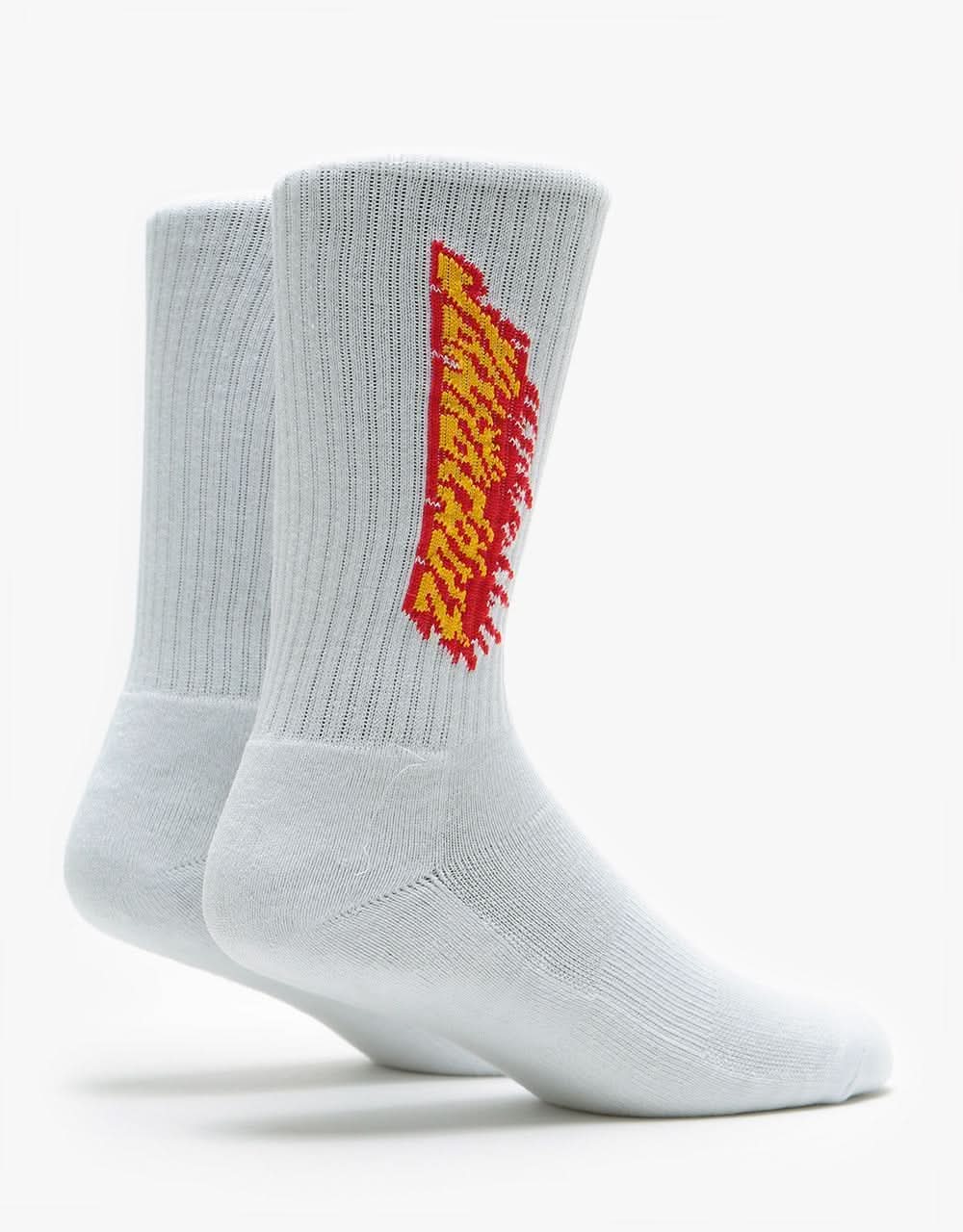 Santa Cruz Flaming Stripe Socks - White