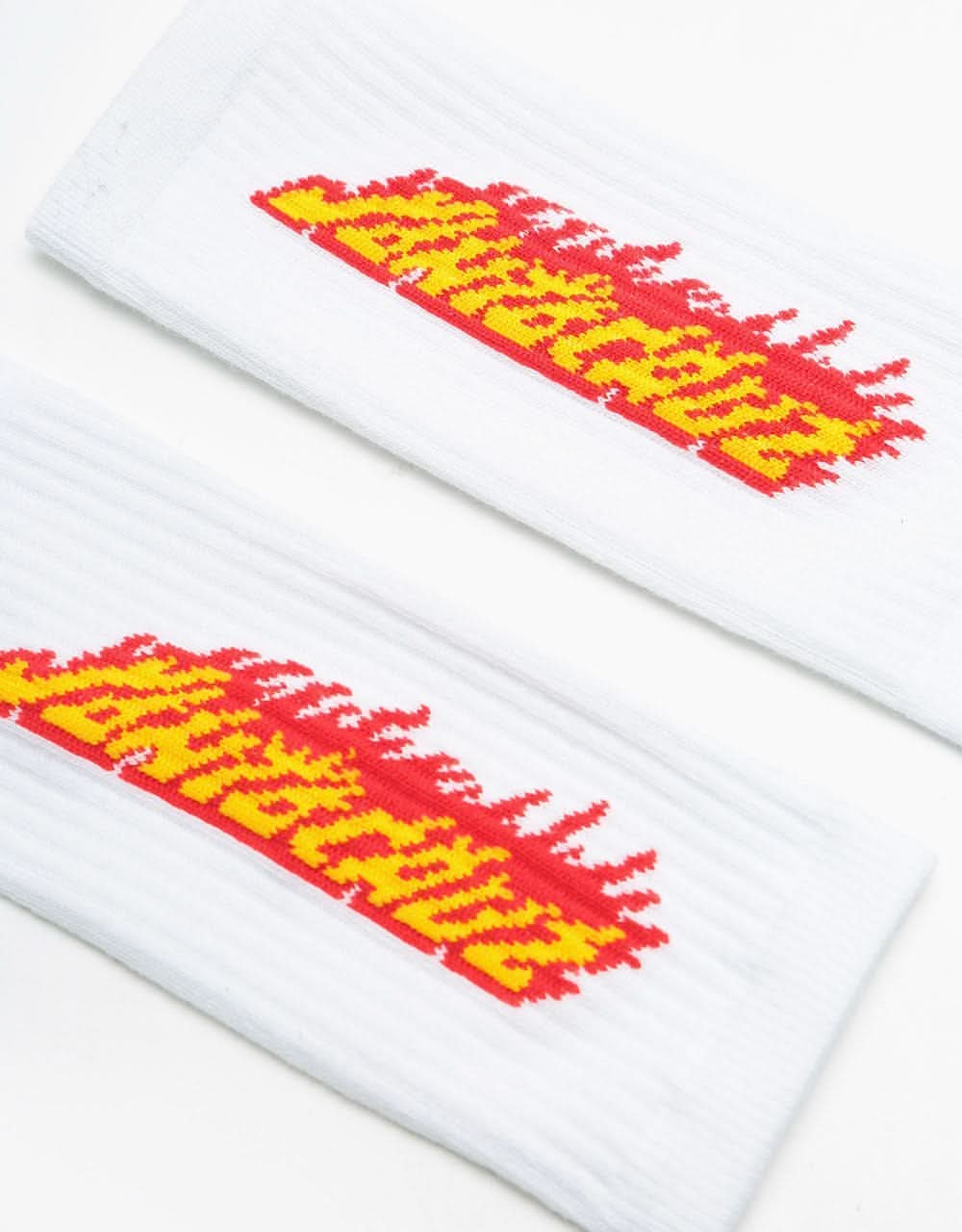 Santa Cruz Flaming Stripe Socks - White