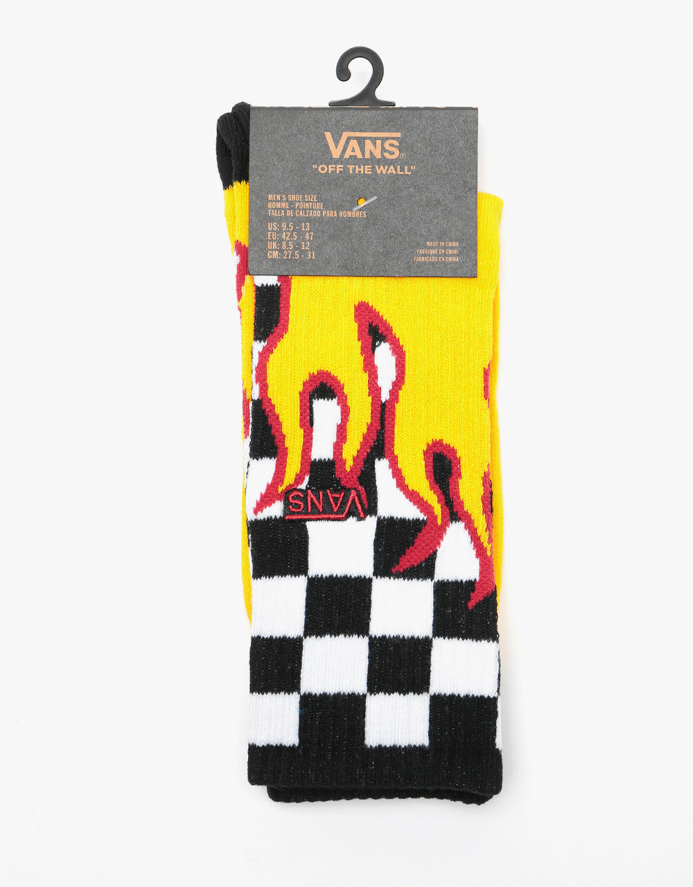 Vans Flame Check Crew Socks - Black/White Check/Flame