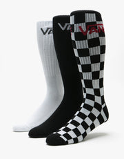 Vans Classic Crew 3 Pack Socks - Black/Checkerboard