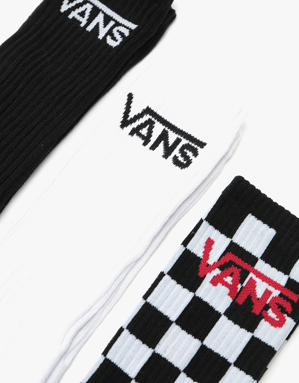 Vans Classic Crew 3 Pack Socks - Black/Checkerboard