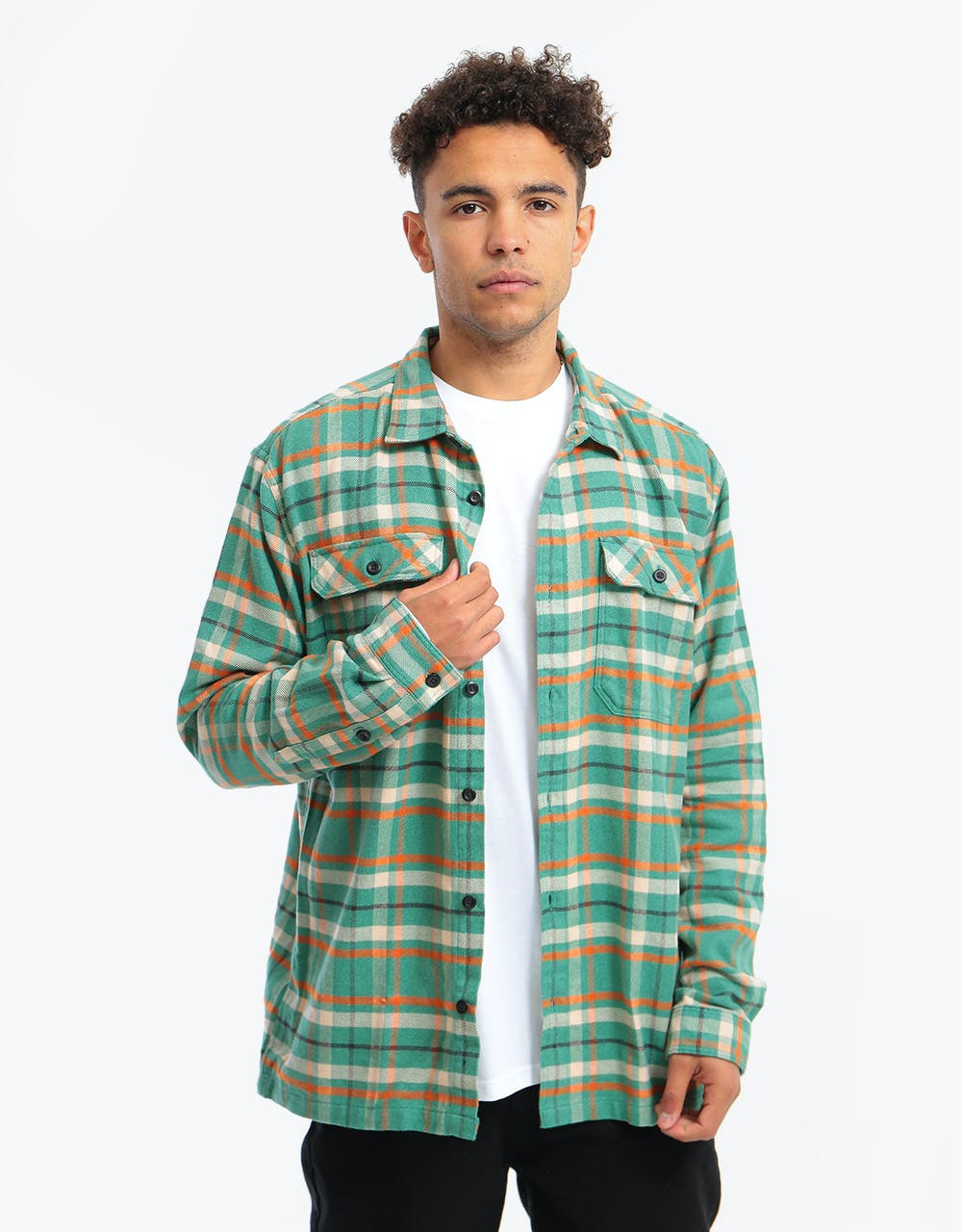 Patagonia Long-Sleeved Fjord Flannel Shirt - Independence: Eelgrass Gr