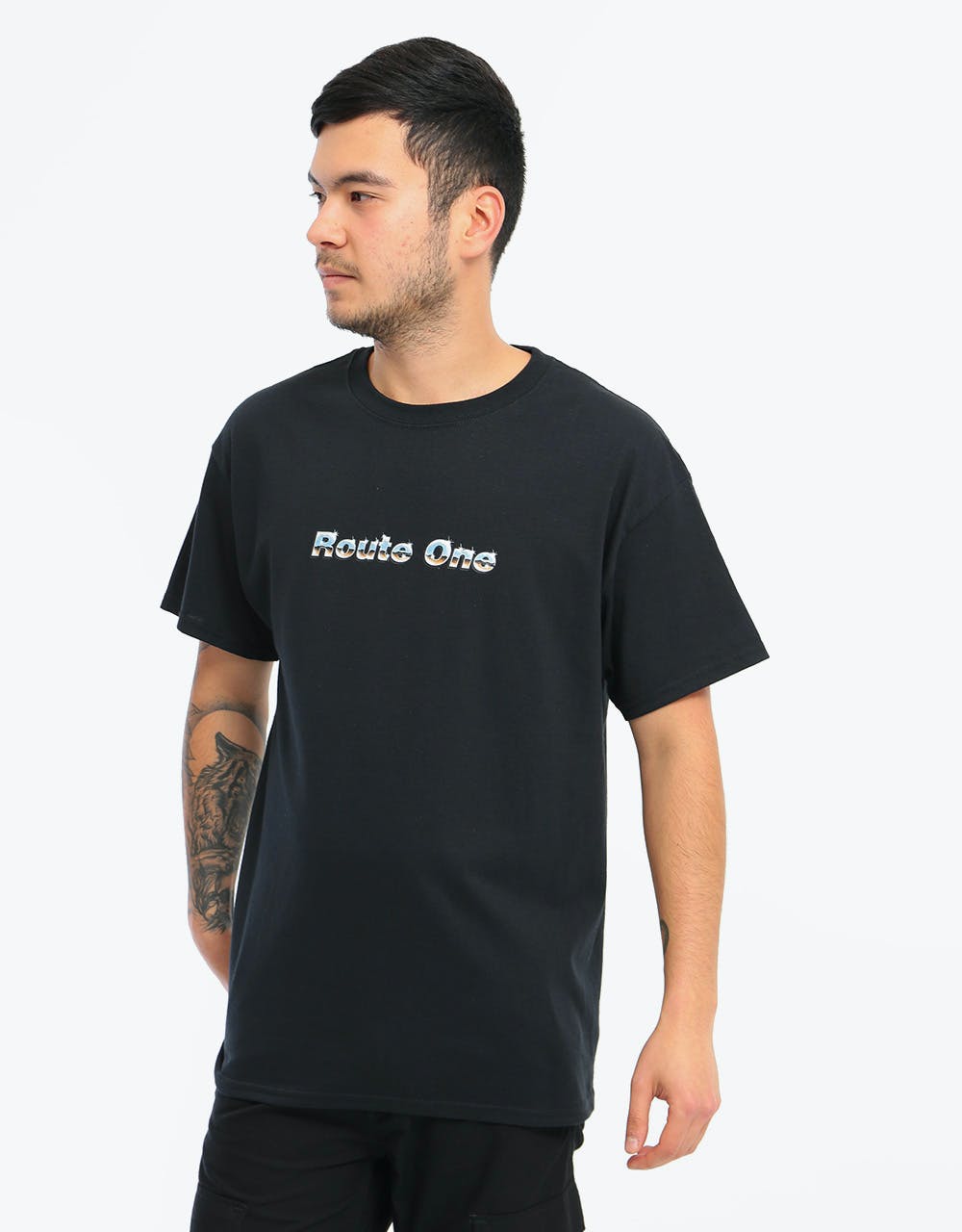 Route One Chrome T -Shirt - Black