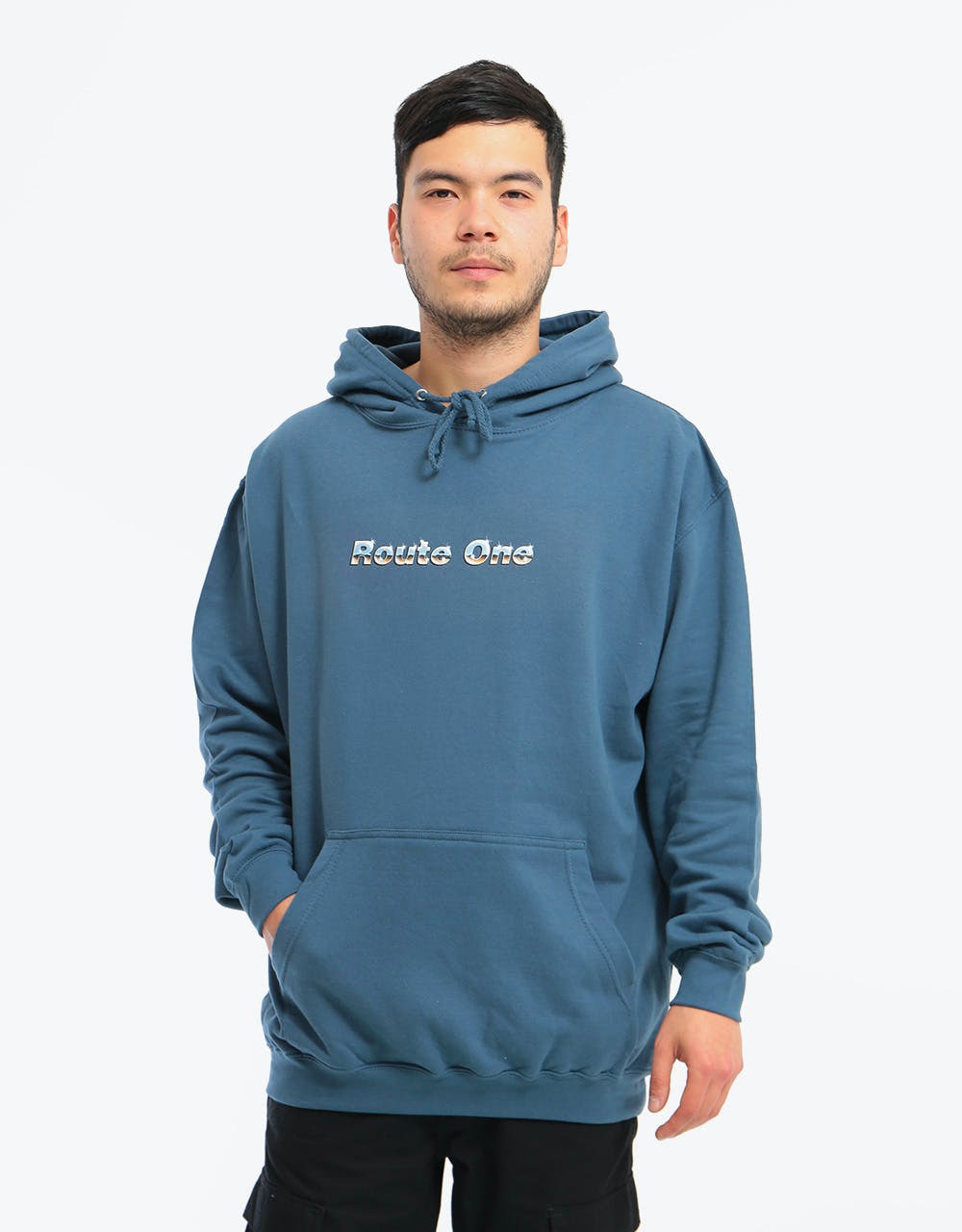 Route One Chrome Pullover Hoodie - Airforce Blue
