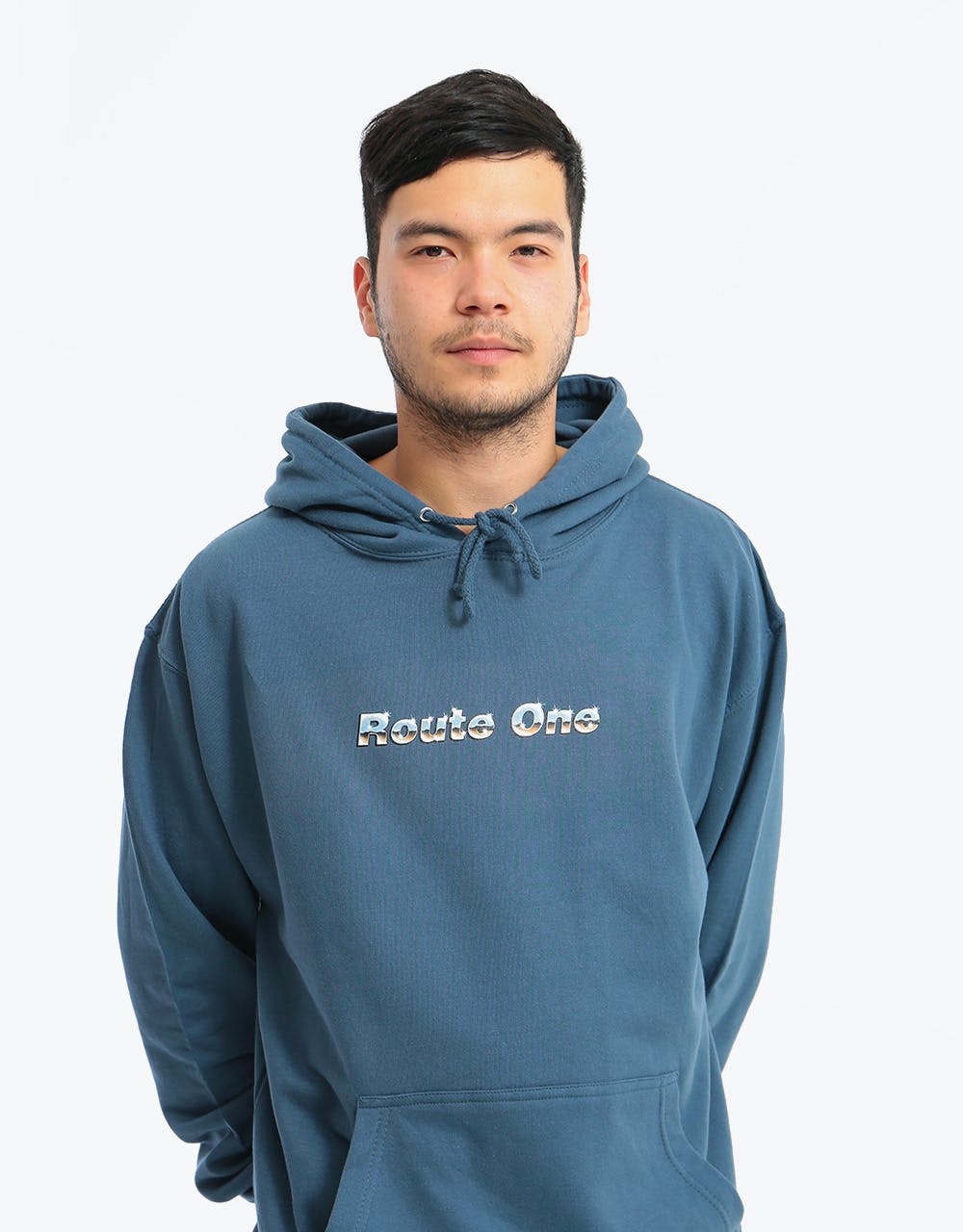 Route One Chrome Pullover Hoodie - Airforce Blue