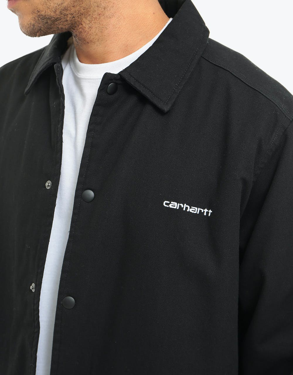 Carhartt WIP Canvas Coach Jacket - Black/White (Stonewashed)
