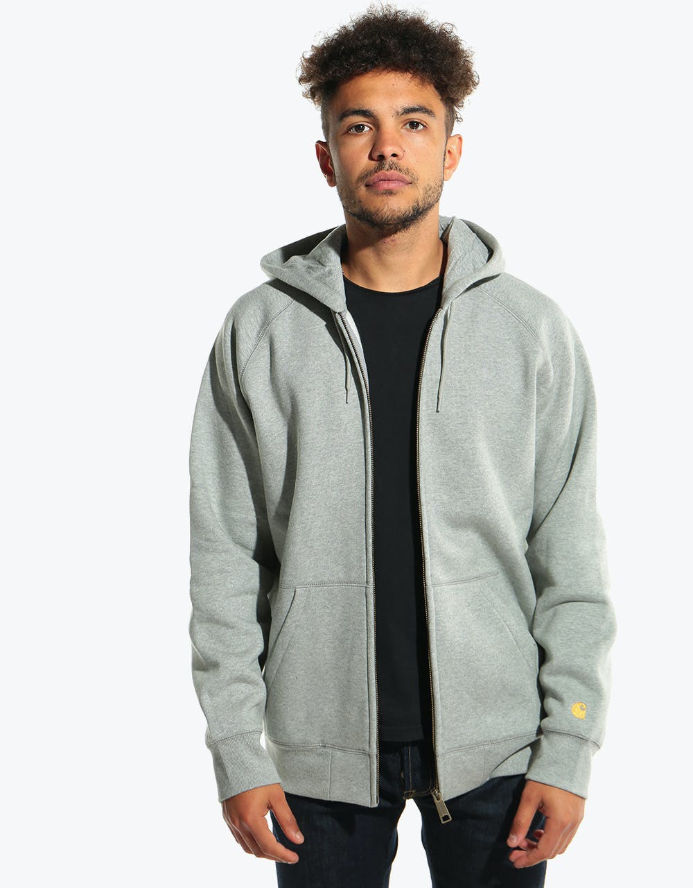 Carhartt WIP Hooded Chase Jacket - Grey Heather/Gold