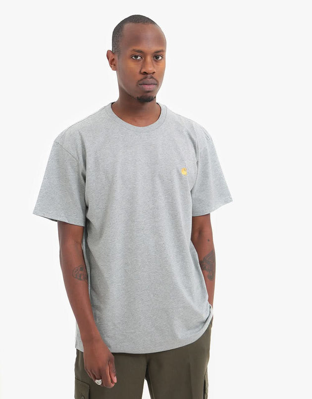 Carhartt WIP S/S Chase T-Shirt - Grey Heather/Gold
