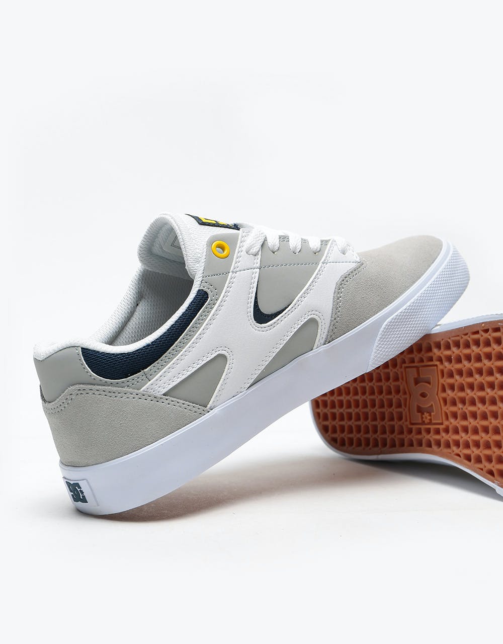 DC Kalis Vulc Skate Shoes - White/Grey/Grey
