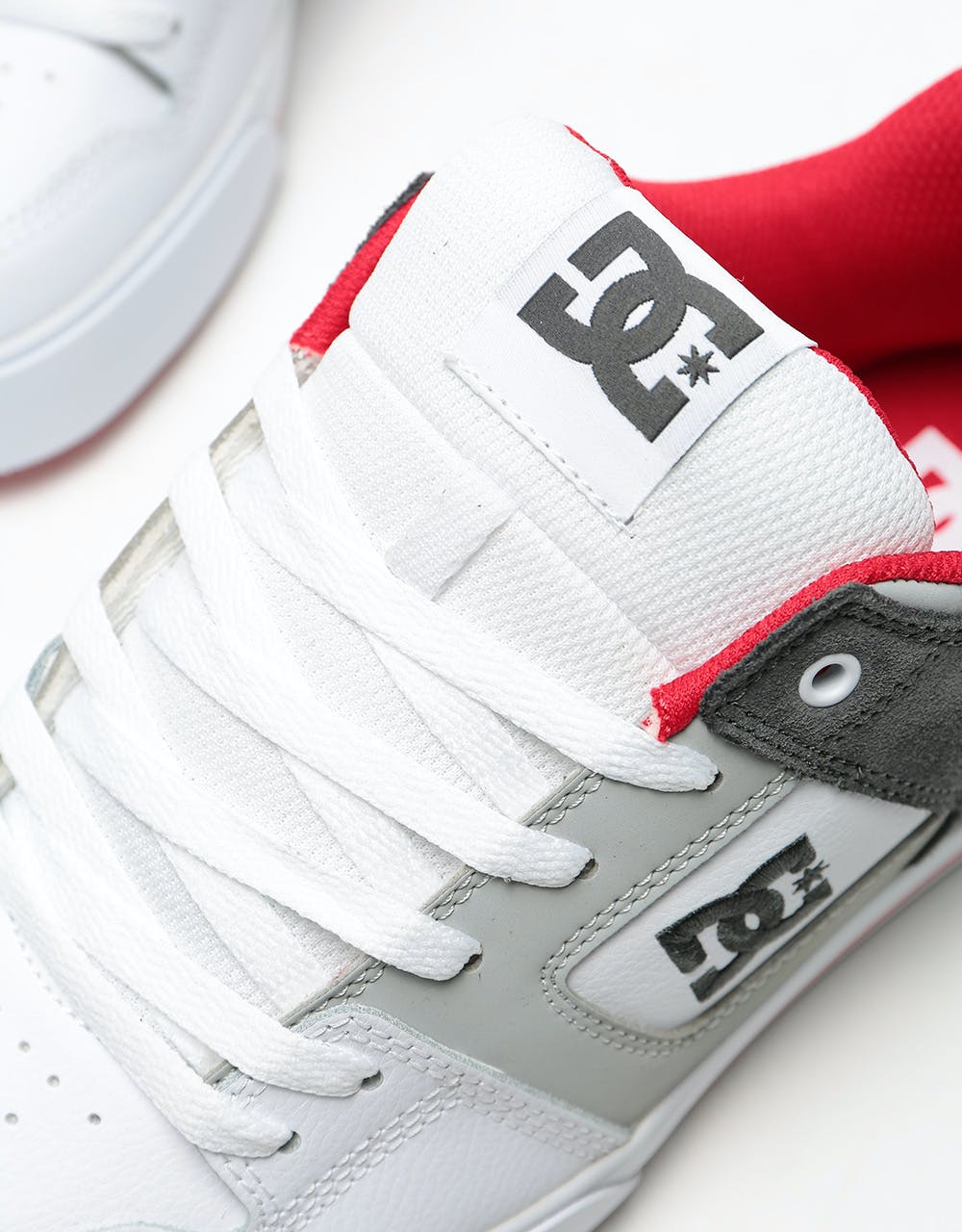 DC Pure Skate Shoes - White/Grey/Red