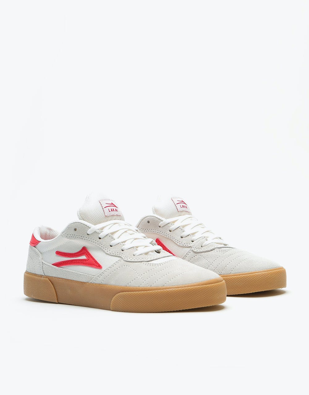 Lakai Cambridge Skate Shoes - White/Red Suede